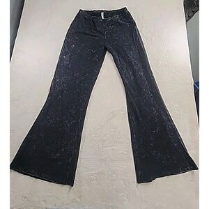 Zenana Signature Bell Bottom Black Acid Wash Pants Size 3x Elastic Band